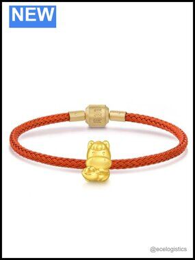 999 Gold Sycee Horse Charm Bracelet Unisex 17cm